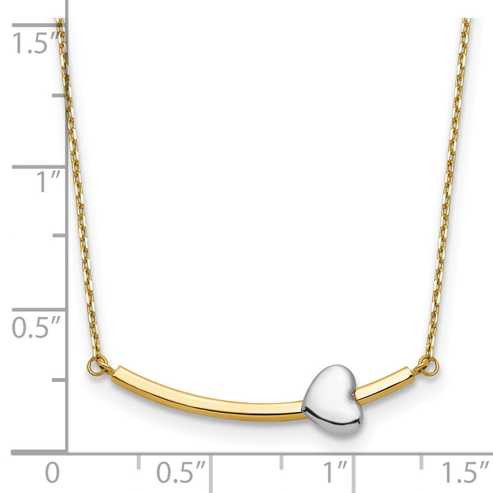 FJC Finejewelers 14 kt Two Tone Gold Cable Heart Bar 18 inch Necklace 18 Inches x 6 mm