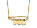 FJC Finejewelers 14 kt Yellow Gold Safety Pin with Dangle Hearts Necklace 17 Inches x 25 mm