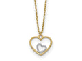 FJC Finejewelers 14 kt Yellow Gold Cable with Rhodium Heart in Heart Necklace 18 Inches x 12 mm
