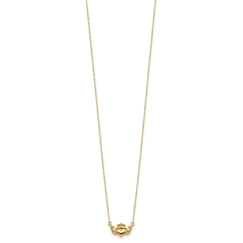 FJC Finejewelers 14 kt Yellow Gold Cable Polished Claddagh 17 inch Necklace 17 Inches x 7 mm