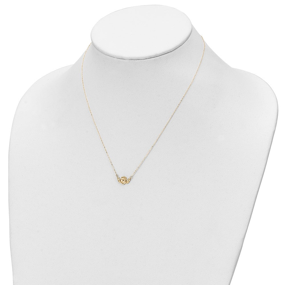 FJC Finejewelers 14 kt Yellow Gold Cable Polished Claddagh 17 inch Necklace 17 Inches x 7 mm