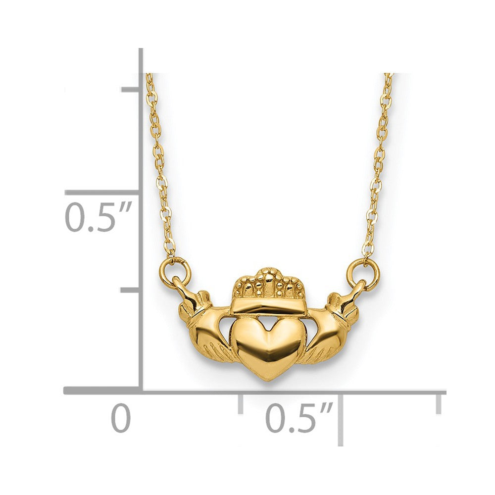 FJC Finejewelers 14 kt Yellow Gold Cable Polished Claddagh 17 inch Necklace 17 Inches x 7 mm