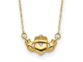 FJC Finejewelers 14 kt Yellow Gold Cable Polished Claddagh 17 inch Necklace 17 Inches x 7 mm