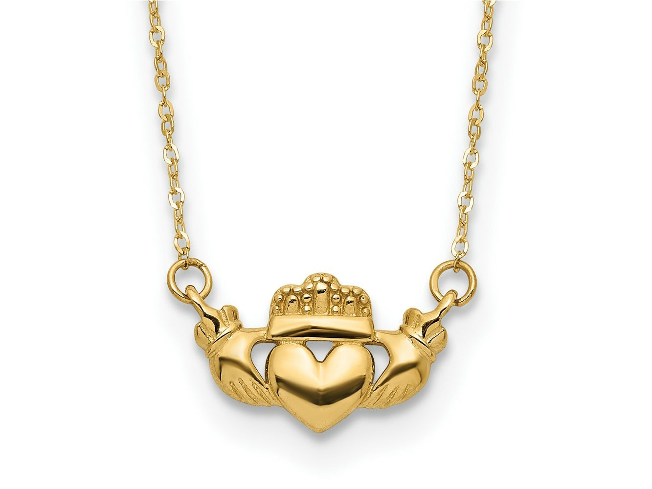 FJC Finejewelers 14 kt Yellow Gold Cable Polished Claddagh 17 inch Necklace 17 Inches x 7 mm