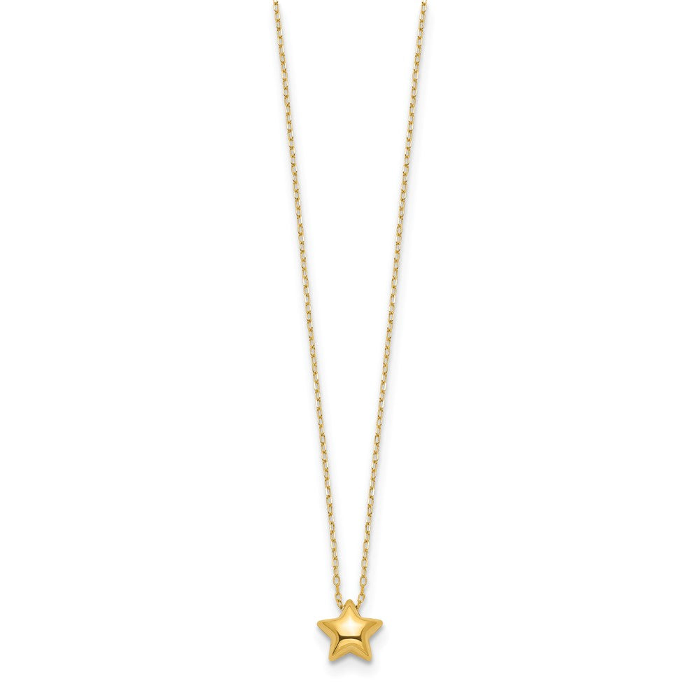 FJC Finejewelers 14 kt Yellow Gold Polished Puffed Star Necklace 16.5 Inches x 8 mm