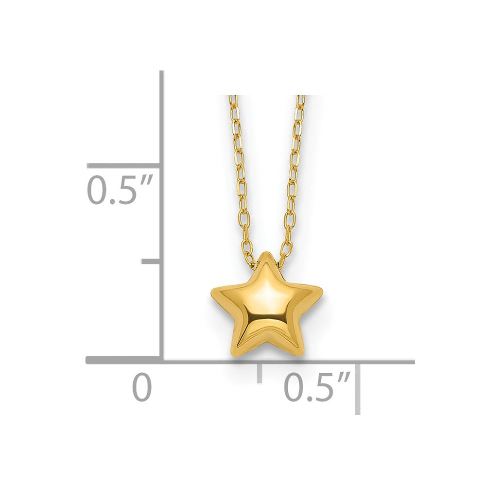 FJC Finejewelers 14 kt Yellow Gold Polished Puffed Star Necklace 16.5 Inches x 8 mm