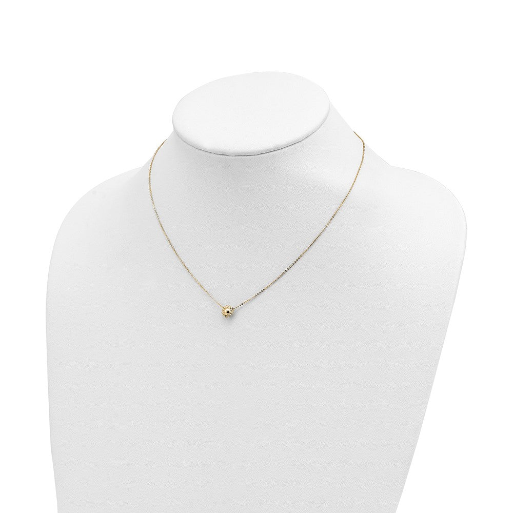 FJC Finejewelers 14 kt Yellow Gold Polished Puffed Sun Necklace 16.5 Inches x 8 mm