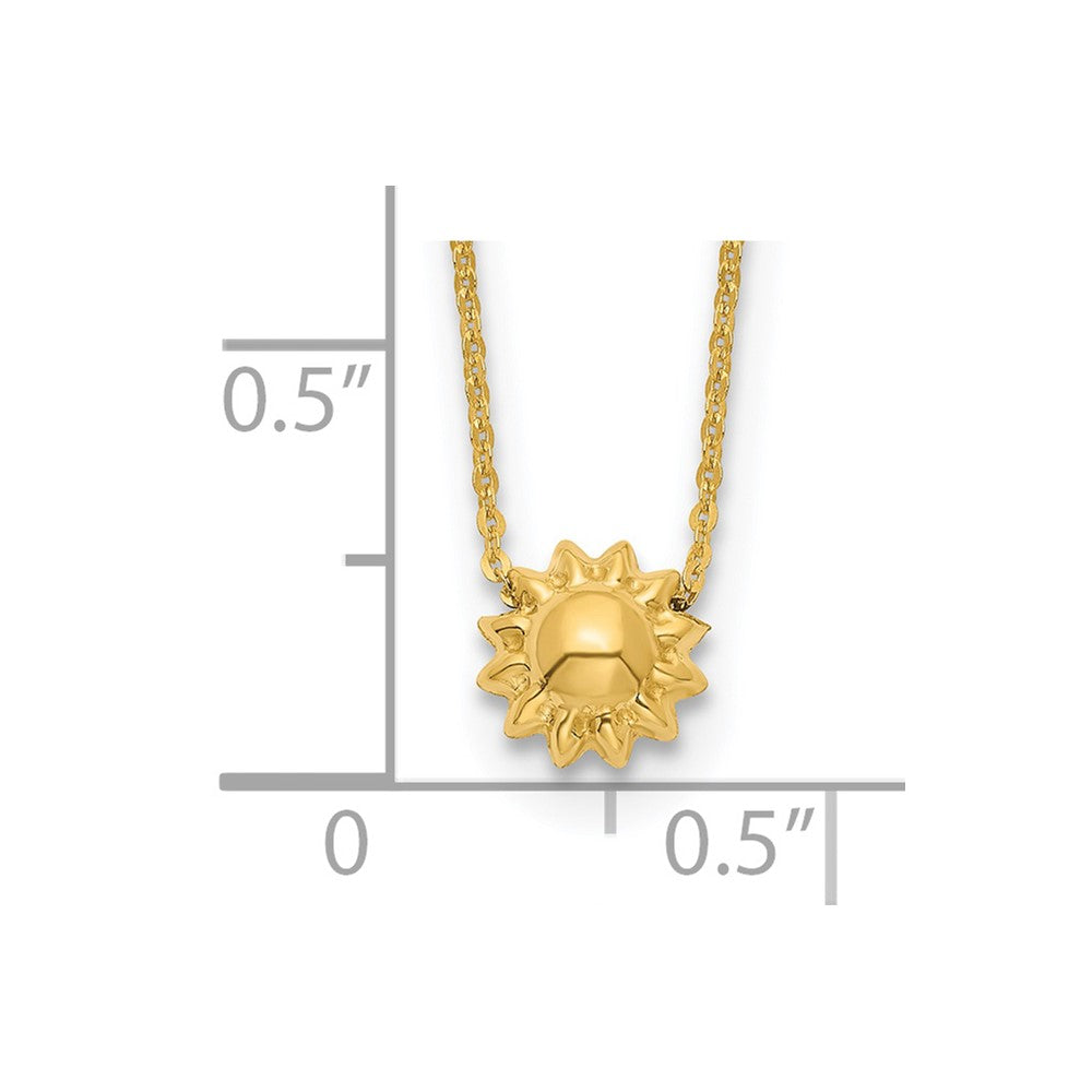 FJC Finejewelers 14 kt Yellow Gold Polished Puffed Sun Necklace 16.5 Inches x 8 mm