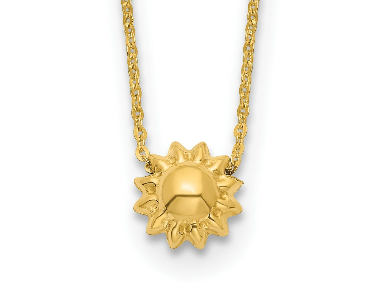 FJC Finejewelers 14 kt Yellow Gold Polished Puffed Sun Necklace 16.5 Inches x 8 mm