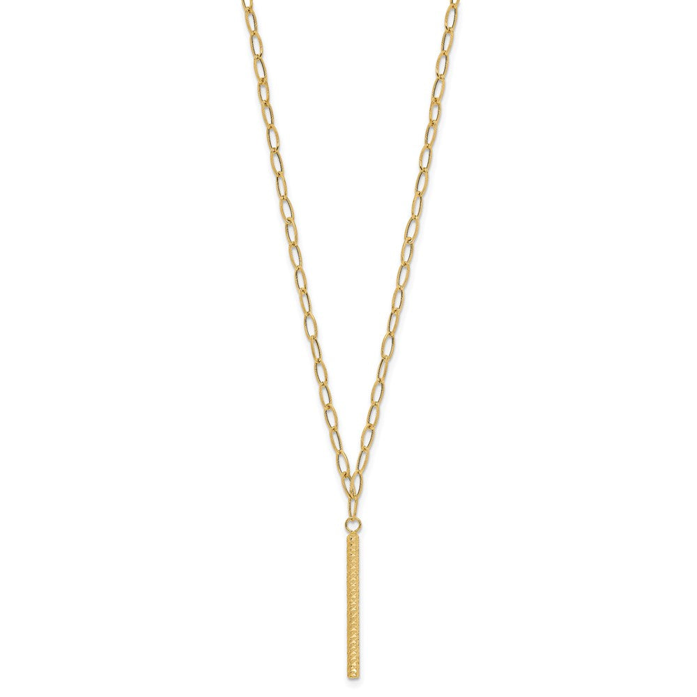 FJC Finejewelers 14 kt Yellow Gold Open Link Oval Link Bright Cut Bar Necklace 18 Inches x 2.5 mm