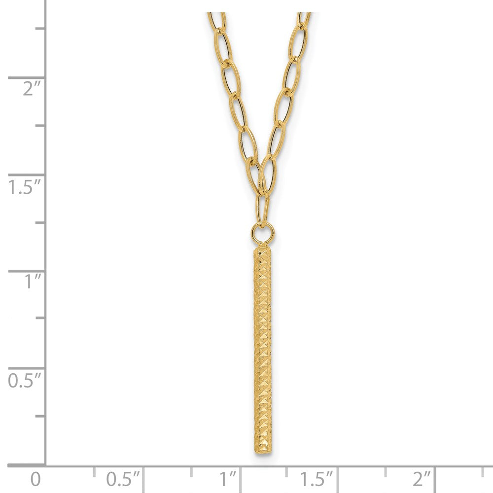 FJC Finejewelers 14 kt Yellow Gold Open Link Oval Link Bright Cut Bar Necklace 18 Inches x 2.5 mm