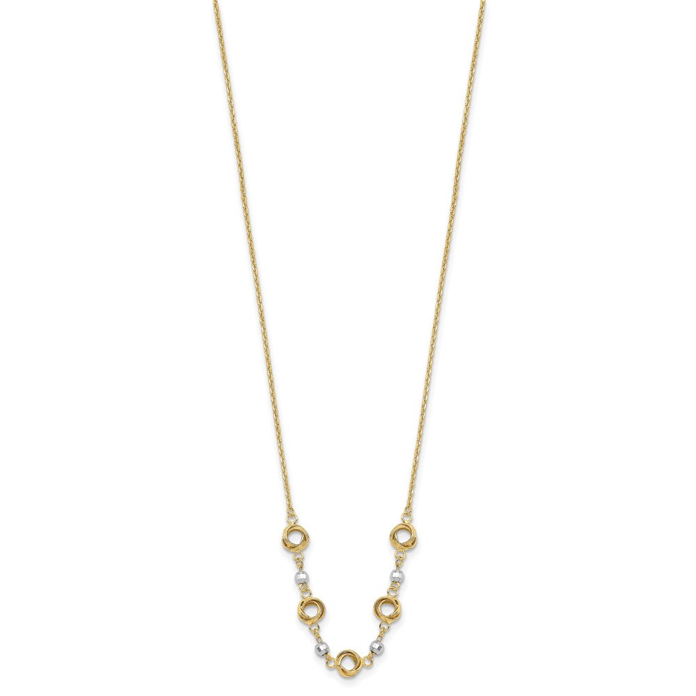 FJC Finejewelers 14 kt Two Tone Gold Two Tone 2 in Ext Love Knots Bright Cut Bead Necklace 18 Inches x 63 mm