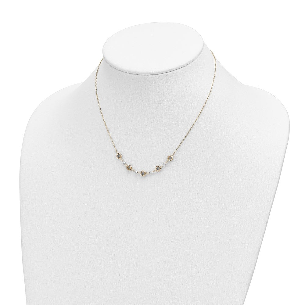 FJC Finejewelers 14 kt Two Tone Gold Two Tone 2 in Ext Love Knots Bright Cut Bead Necklace 18 Inches x 63 mm