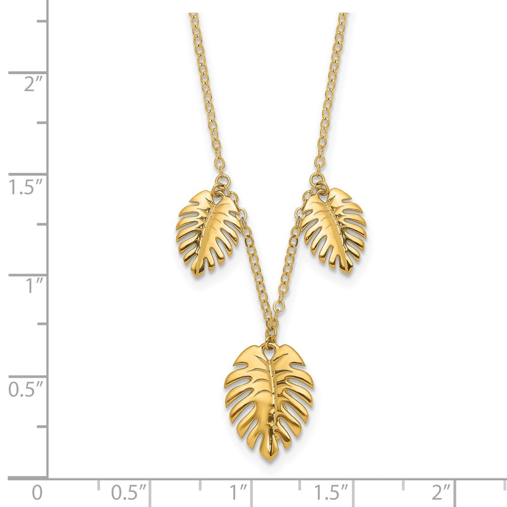 FJC Finejewelers 14 kt Yellow Gold Polished Dangle Palm Leaves Necklace 16.75 Inches x 49 mm
