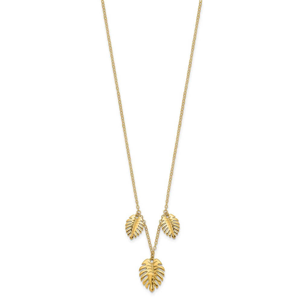 FJC Finejewelers 14 kt Yellow Gold Polished Dangle Palm Leaves Necklace 16.75 Inches x 49 mm