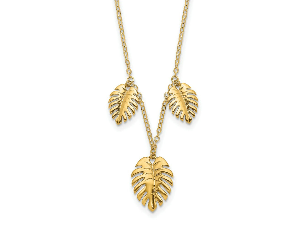 FJC Finejewelers 14 kt Yellow Gold Polished Dangle Palm Leaves Necklace 16.75 Inches x 49 mm