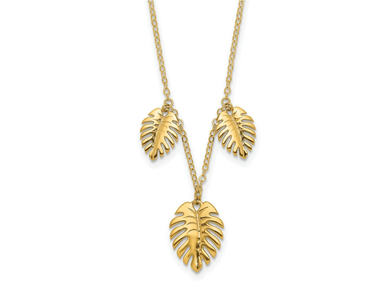 FJC Finejewelers 14 kt Yellow Gold Polished Dangle Palm Leaves Necklace 16.75 Inches x 49 mm