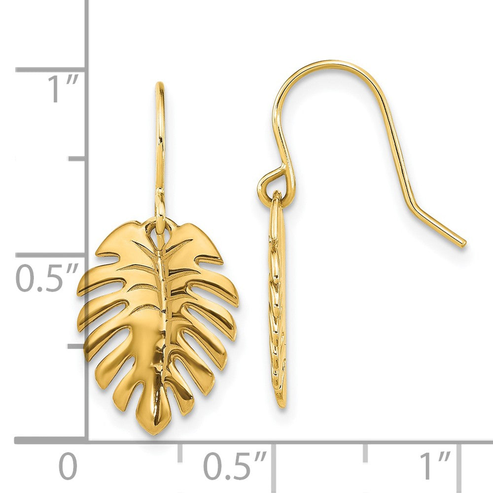 FJC Finejewelers 14 kt Yellow Gold Polished Palm Leaf Dangle Earrings 24 x 11 mm