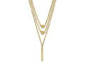 FJC Finejewelers 14 kt Yellow Gold Fancy Three Layer Bright Cut Bead/Star/Bar Necklace 18 Inches x 2 mm