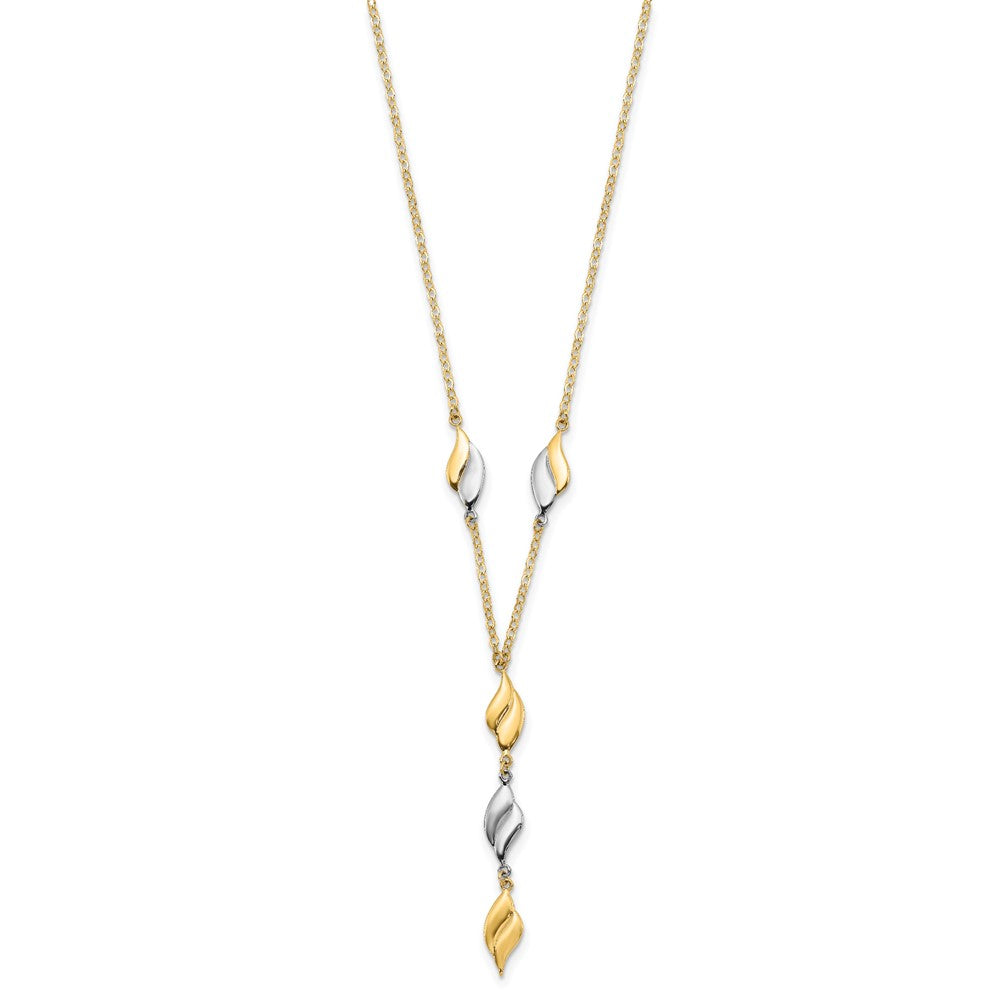 FJC Finejewelers 14 kt Two Tone Gold Polished Fancy Y Drop Necklace 17 Inches x 5 mm