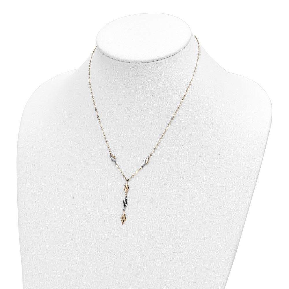 FJC Finejewelers 14 kt Two Tone Gold Polished Fancy Y Drop Necklace 17 Inches x 5 mm