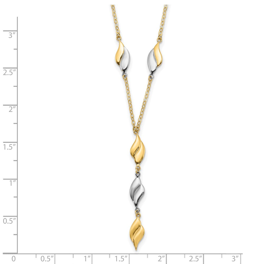 FJC Finejewelers 14 kt Two Tone Gold Polished Fancy Y Drop Necklace 17 Inches x 5 mm