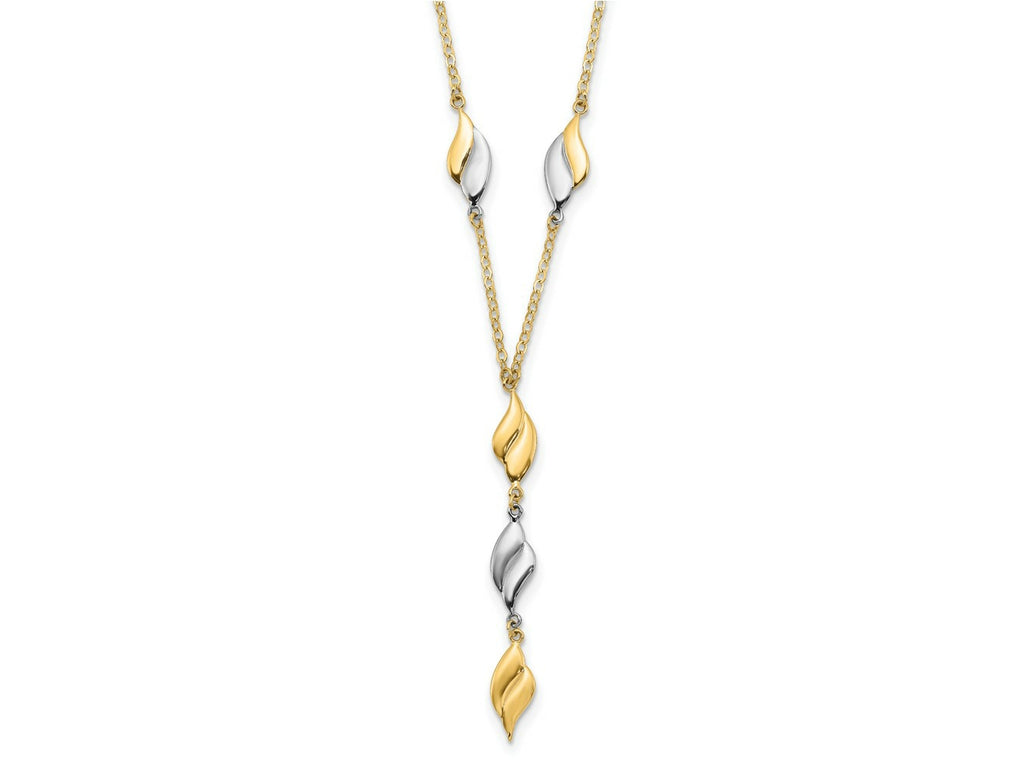 FJC Finejewelers 14 kt Two Tone Gold Polished Fancy Y Drop Necklace 17 Inches x 5 mm
