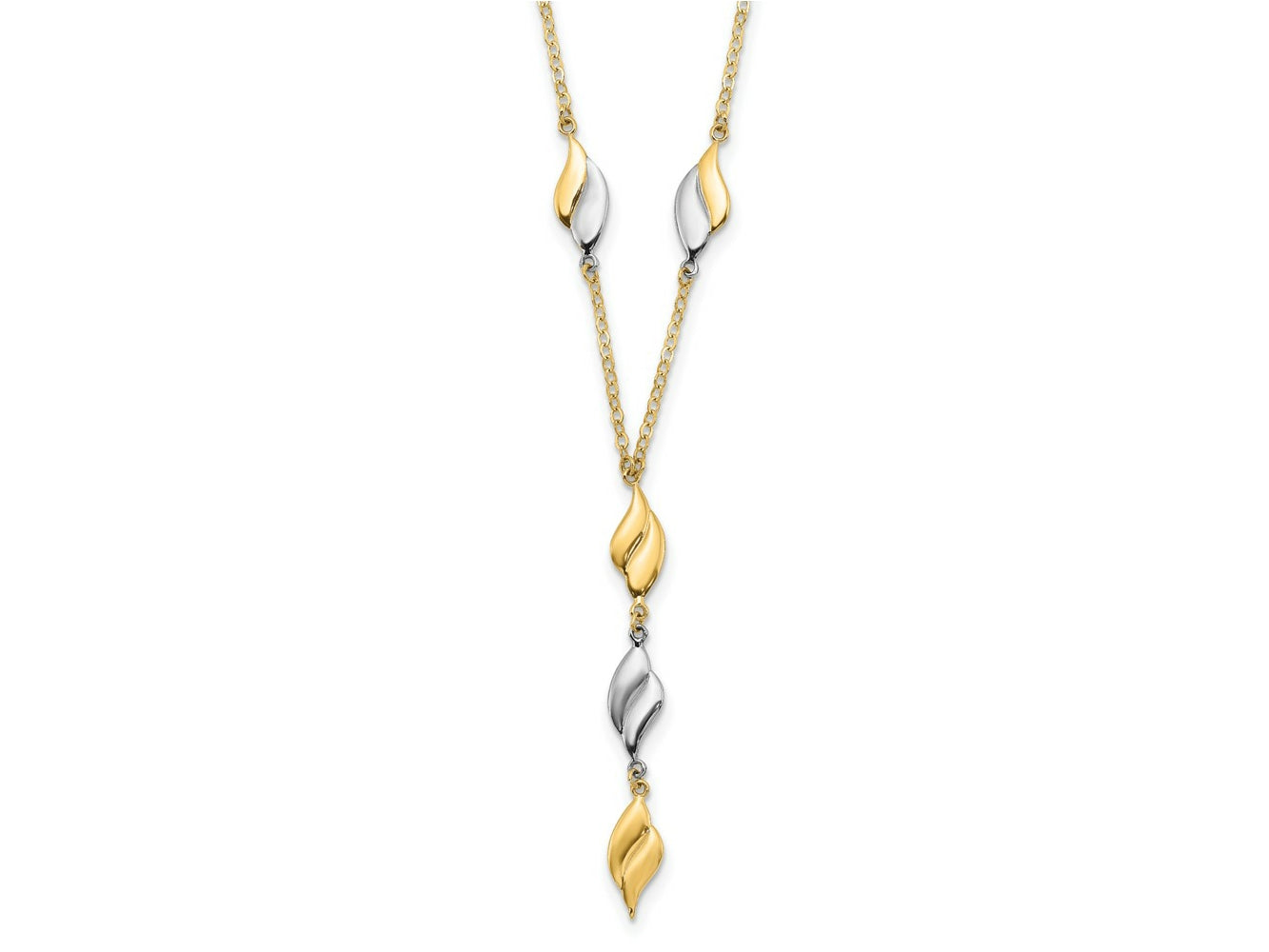 FJC Finejewelers 14 kt Two Tone Gold Polished Fancy Y Drop Necklace 17 Inches x 5 mm