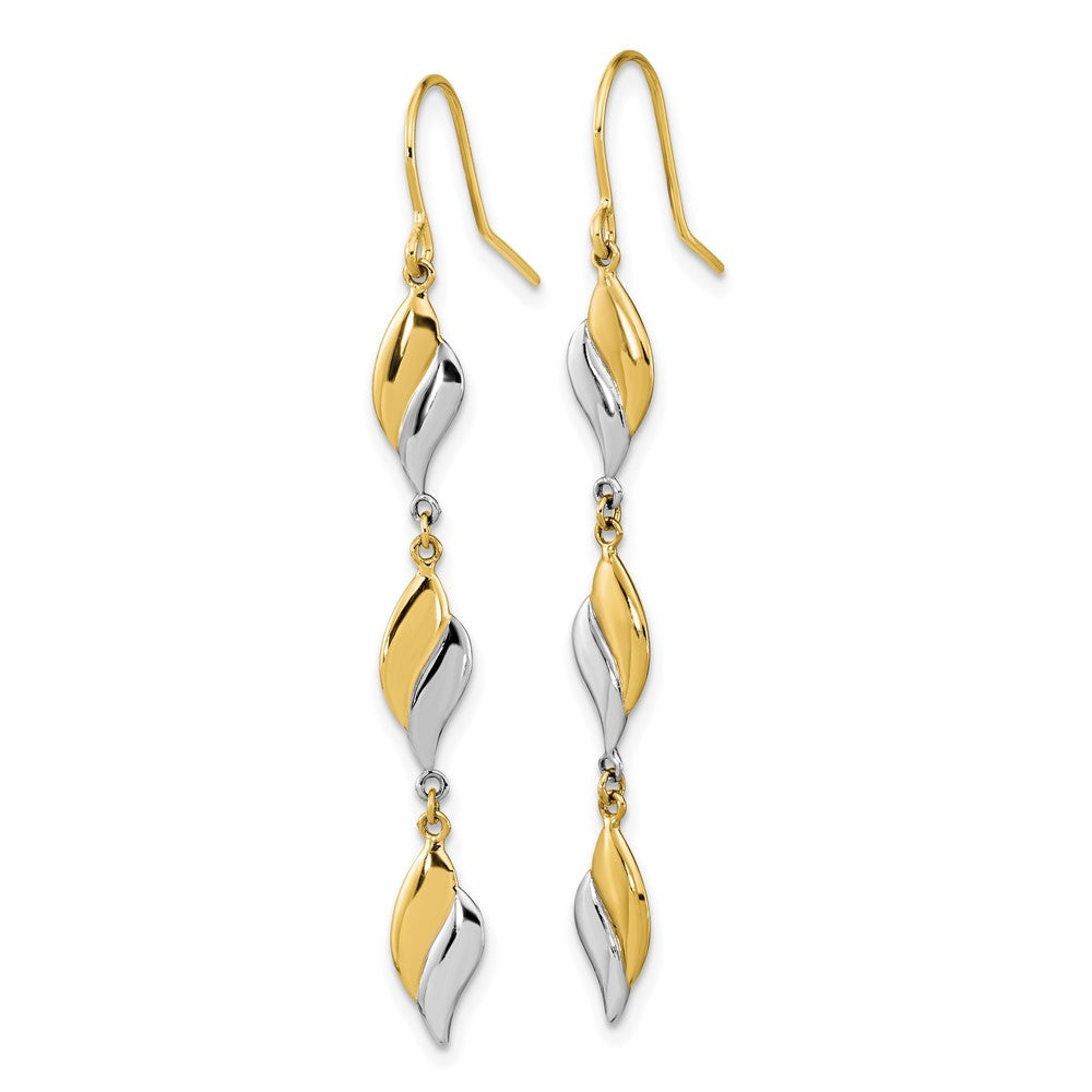 FJC Finejewelers 14 kt Two Tone Gold Polished Wavy Dangle Earrings 49 x 5 mm