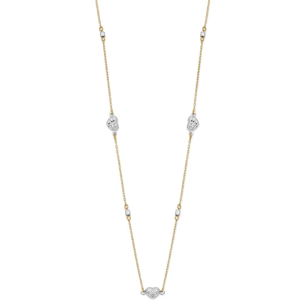 FJC Finejewelers 14 kt Two Tone Gold Fancy Two Tone Bright Cut Hearts Necklace 18 Inches x 1.95 mm