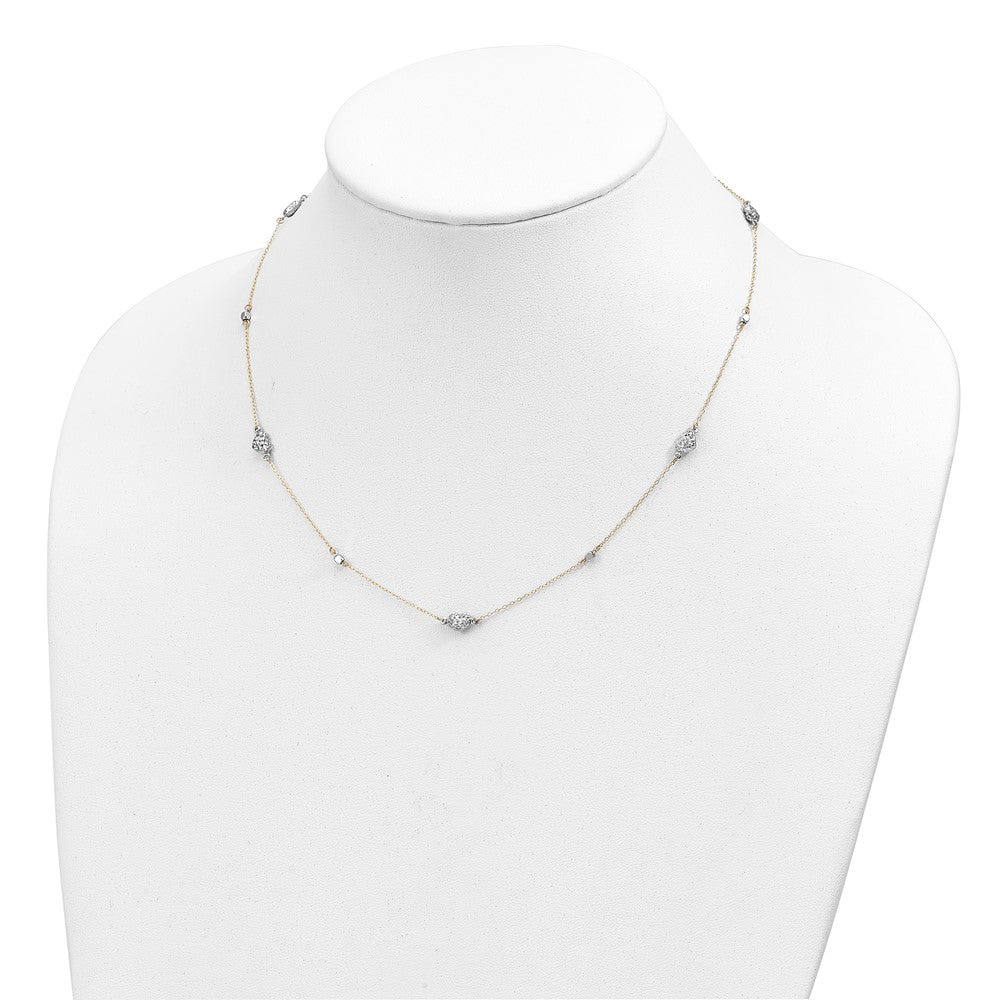 FJC Finejewelers 14 kt Two Tone Gold Fancy Two Tone Bright Cut Hearts Necklace 18 Inches x 1.95 mm