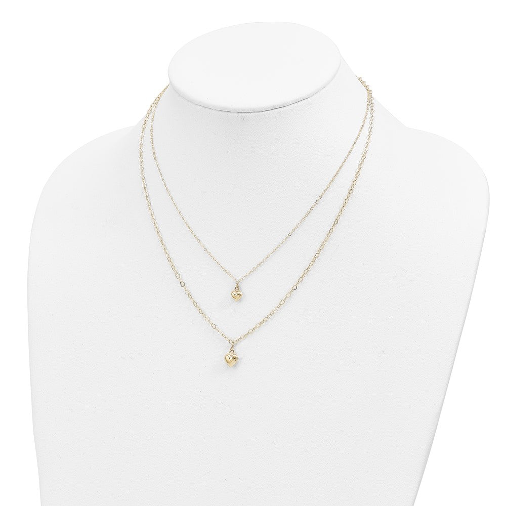 FJC Finejewelers 14 kt Yellow Gold Fancy Double Layer Heart Link Hearts Necklace 16 Inches x 7.72 mm