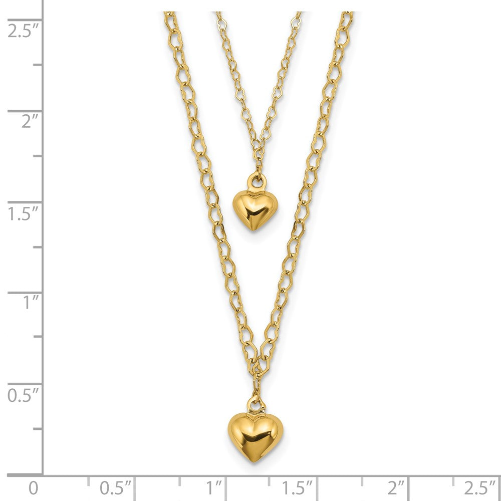 FJC Finejewelers 14 kt Yellow Gold Fancy Double Layer Heart Link Hearts Necklace 16 Inches x 7.72 mm