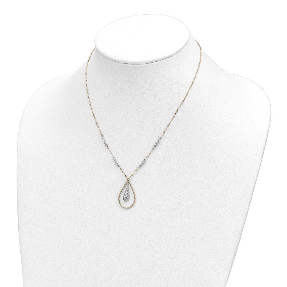 FJC Finejewelers 14 kt Two Tone Gold Fancy Polished and Bright Cut Teardrop Necklace 17 Inches x 1.97 mm