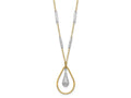 FJC Finejewelers 14 kt Two Tone Gold Fancy Polished and Bright Cut Teardrop Necklace 17 Inches x 1.97 mm
