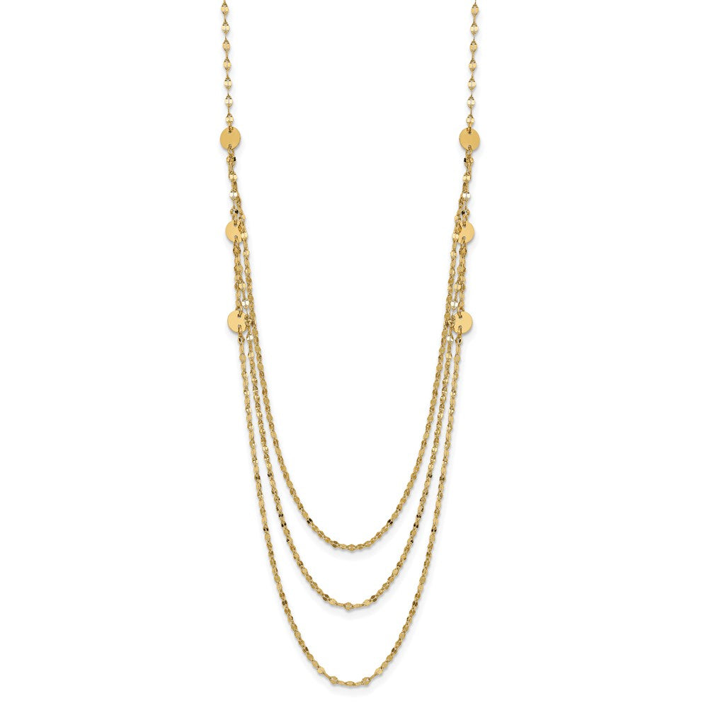 FJC Finejewelers 14 kt Yellow Gold Triple Layer Polished Circles Fancy Necklace 18 Inches x 1 mm