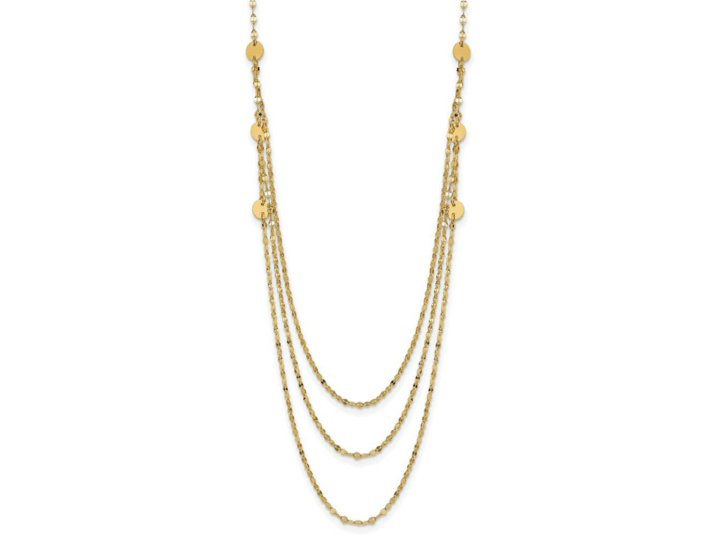 FJC Finejewelers 14 kt Yellow Gold Triple Layer Polished Circles Fancy Necklace 18 Inches x 1 mm