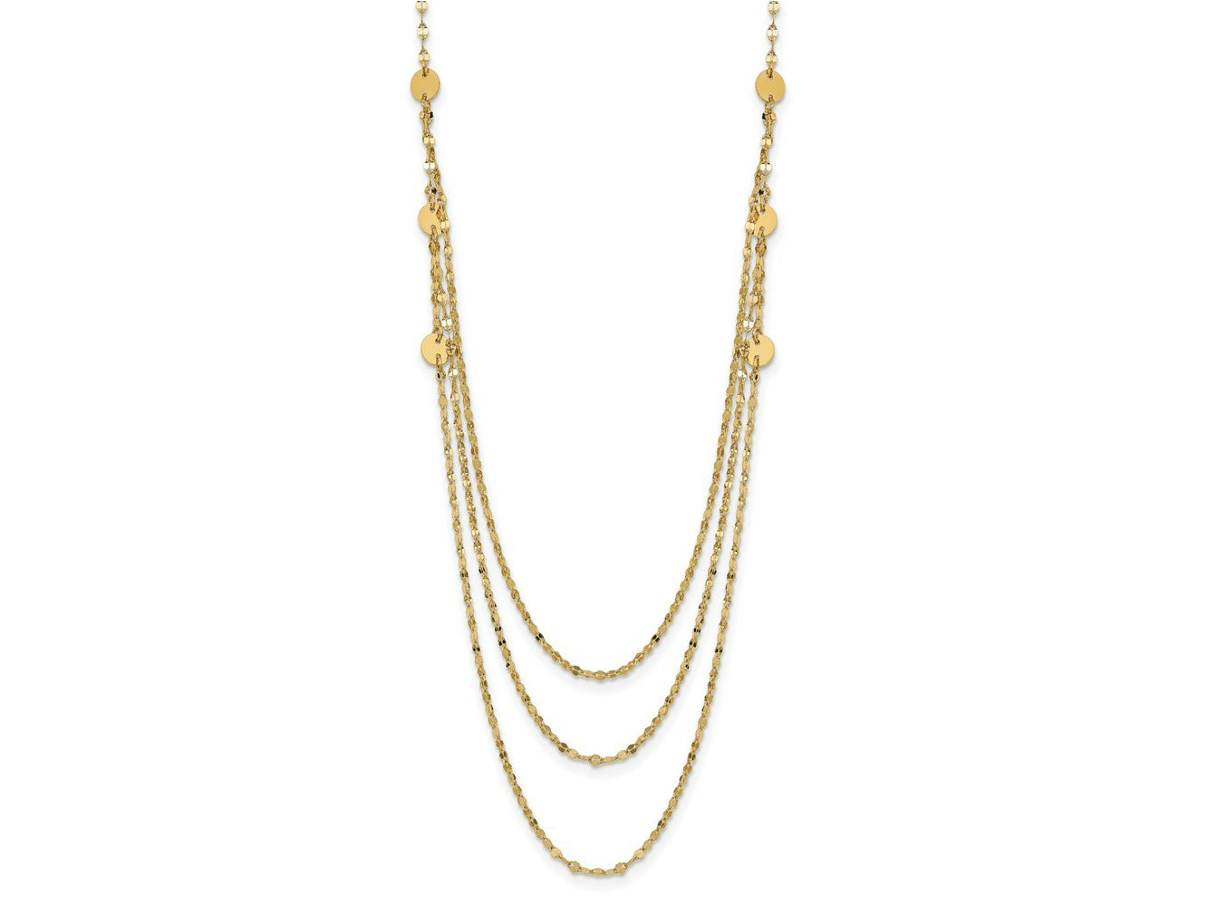 FJC Finejewelers 14 kt Yellow Gold Triple Layer Polished Circles Fancy Necklace 18 Inches x 1 mm