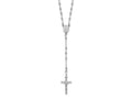 FJC Finejewelers 14 kt White Gold Bright Cut Polished Beads Cross Rosary Necklace 18 Inches x 11 mm