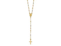 FJC Finejewelers 14 kt Tri Color Gold Bright Cut Ball Tri-color Beaded Rosary 17 inch with 3in ext Necklace