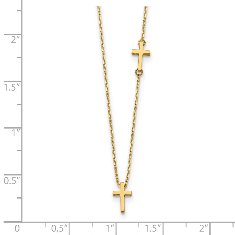 FJC Finejewelers 14 kt Yellow Gold Sideways Cross and Cross Pendant Necklace 18 Inches x 5 mm