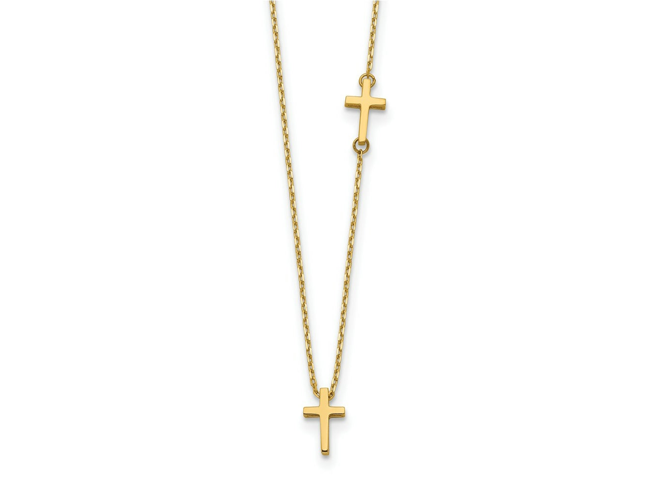 FJC Finejewelers 14 kt Yellow Gold Sideways Cross and Cross Pendant Necklace 18 Inches x 5 mm