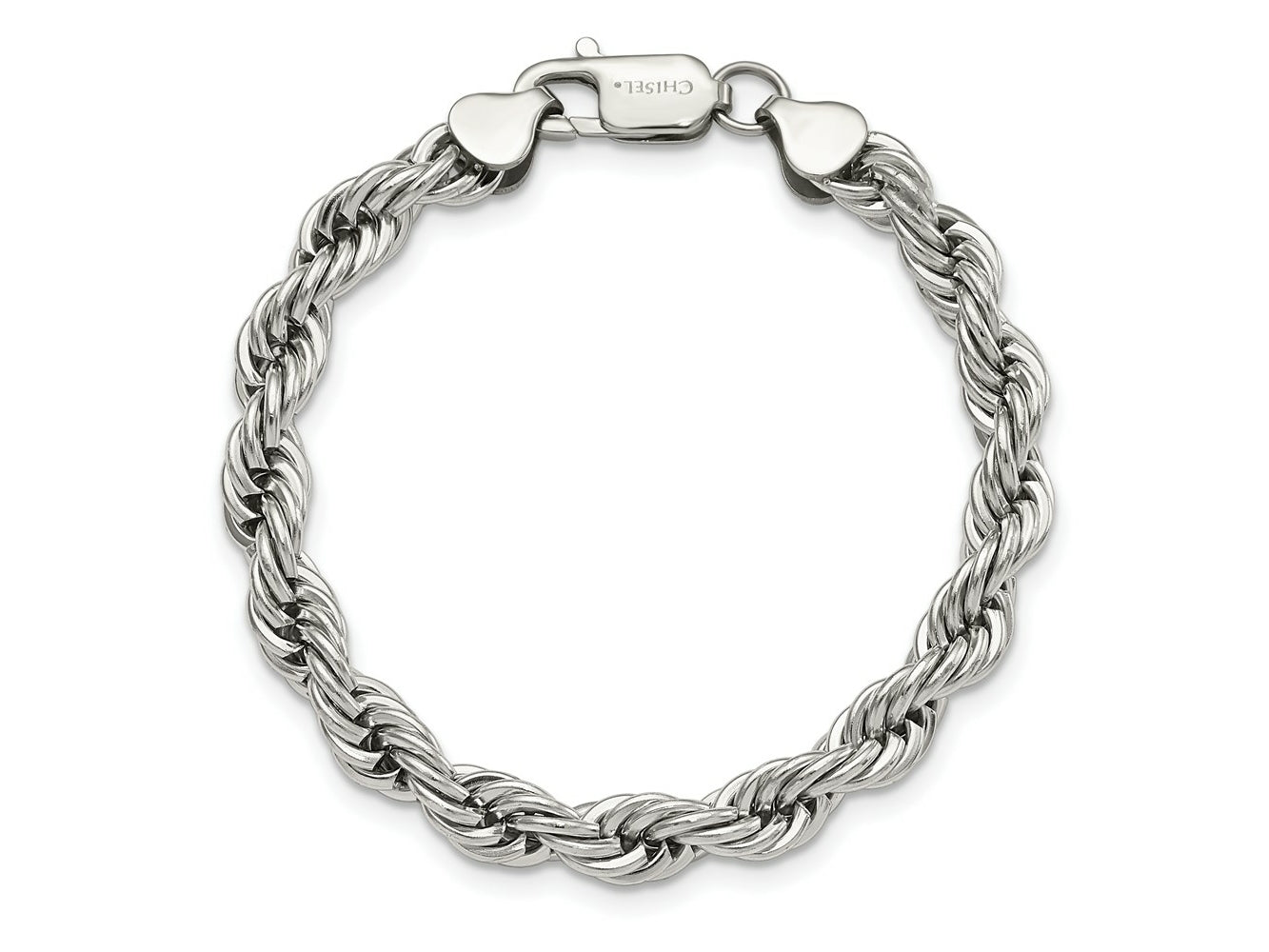 FJC Finejewelers Stainless Steel Polished 7.25in Rope Bracelet 7.25 Inches x 7 mm