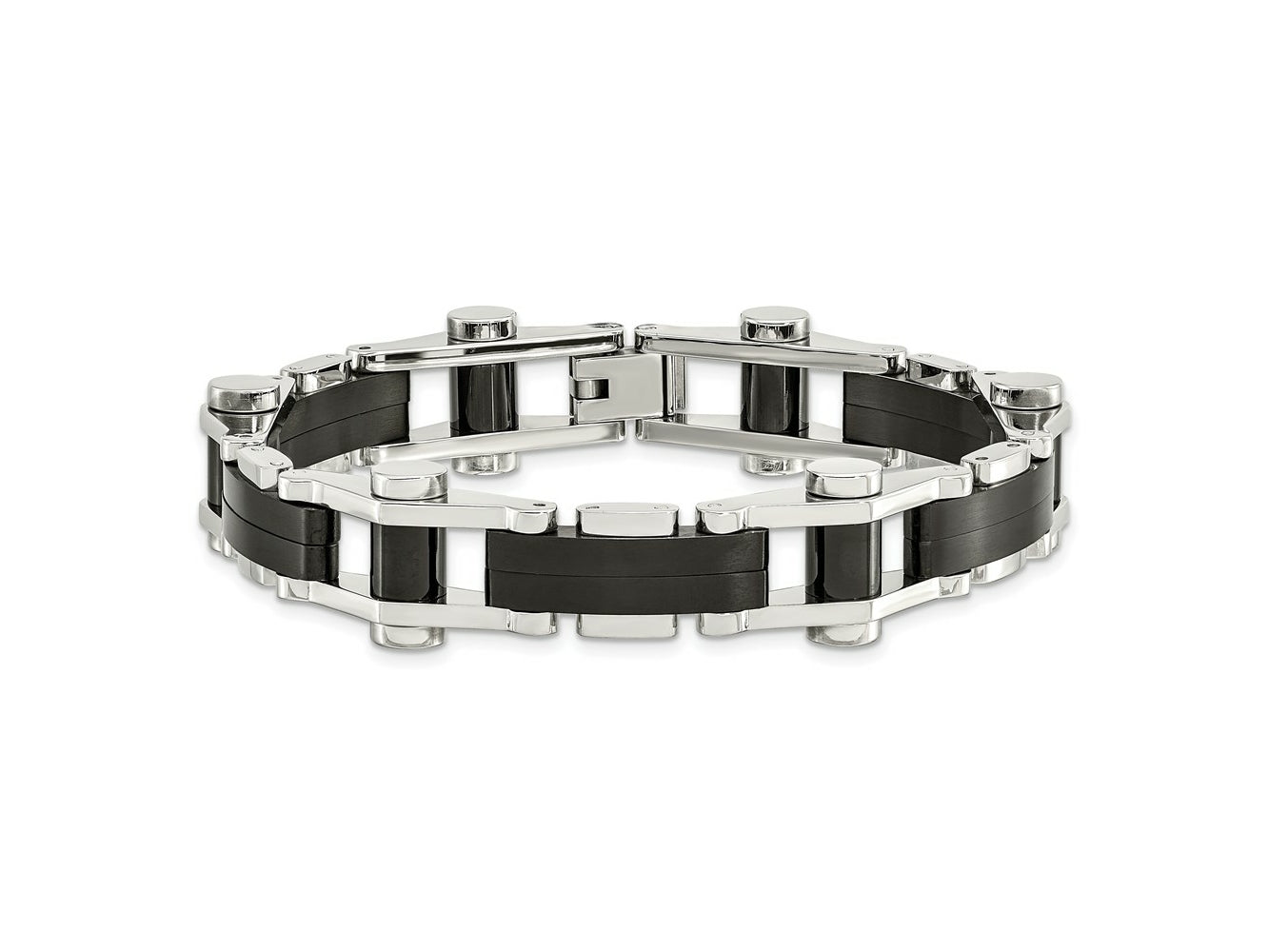 FJC Finejewelers Stainless Steel Link Polished Black IP-plated 8in Bracelet 8 Inches x 14.17 mm