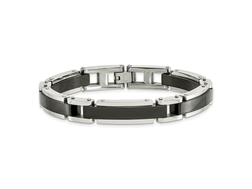 FJC Finejewelers Stainless Steel Link Polished Black IP-plated 8.5in Bracelet 8.5 Inches x 8.65 mm