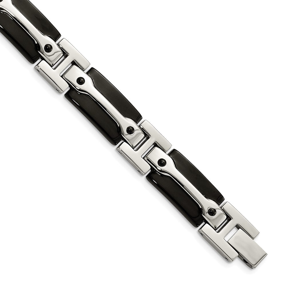 FJC Finejewelers Stainless Steel Link Polished Black IP-plated Bracelet 9 Inches x 10.98 mm