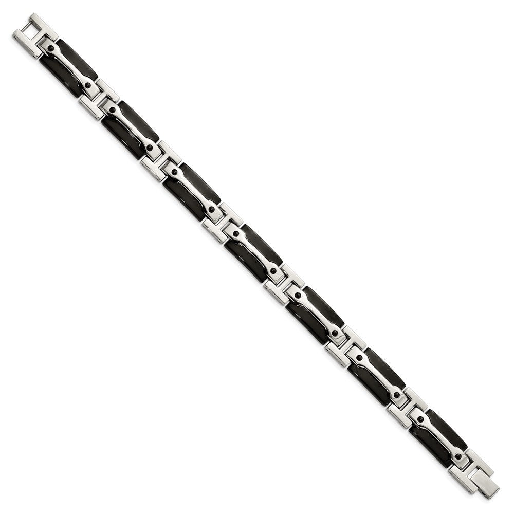 FJC Finejewelers Stainless Steel Link Polished Black IP-plated Bracelet 9 Inches x 10.98 mm