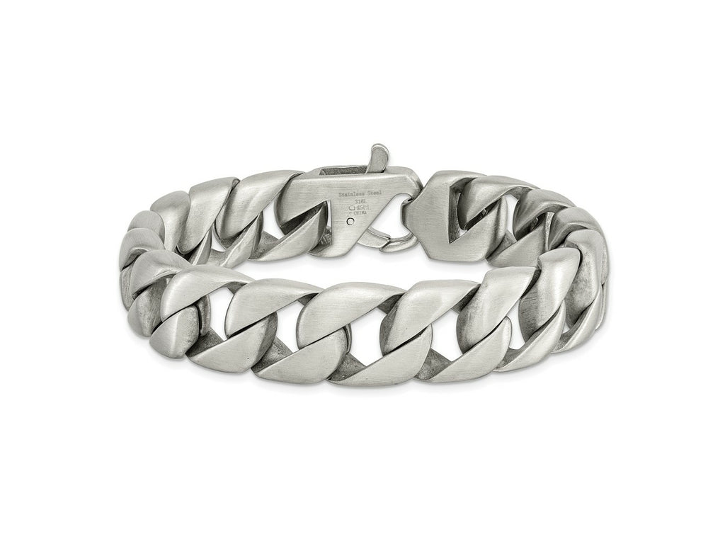 FJC Finejewelers Stainless Steel Men' Brushed Bracelet 8.5 Inches x 15.56 mm
