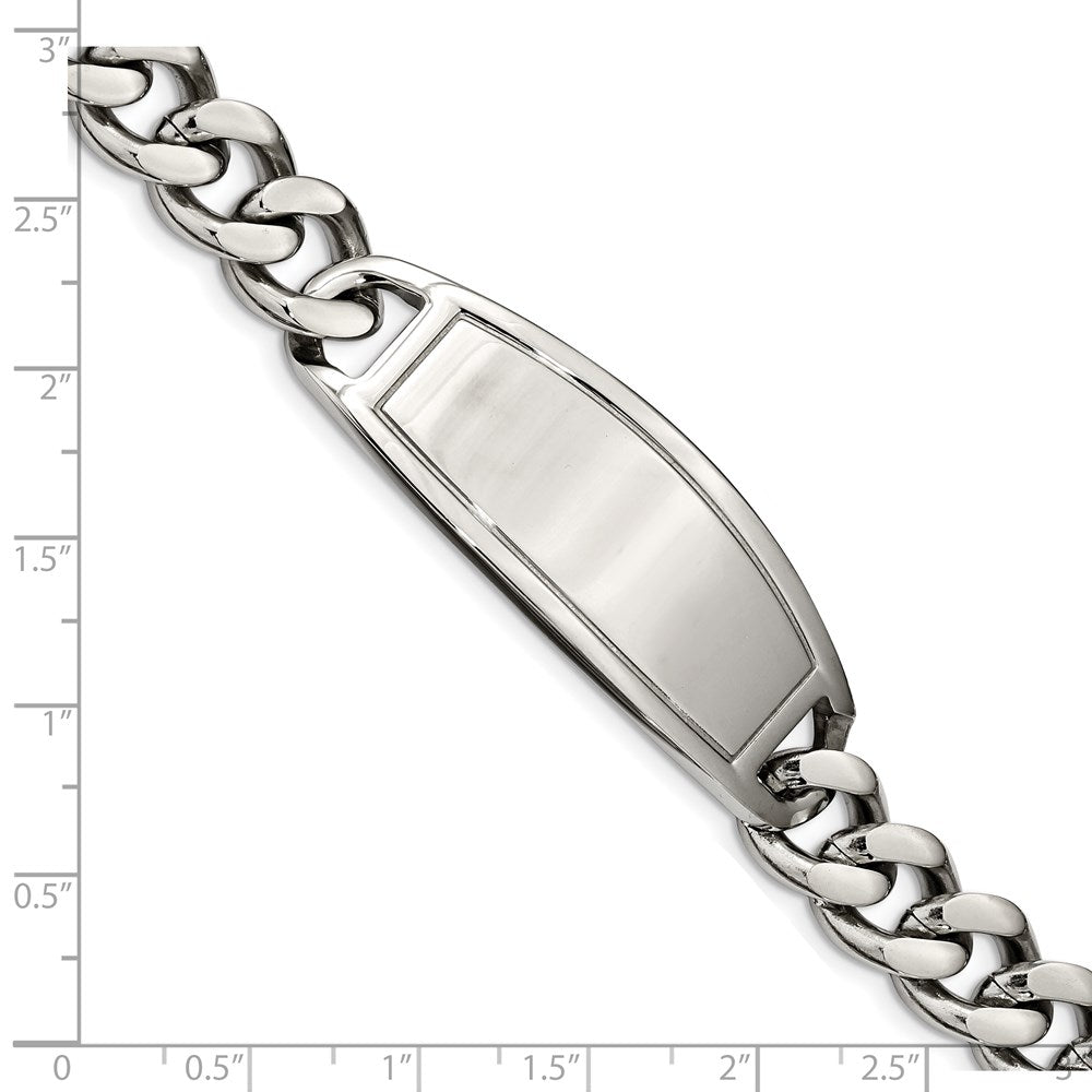 FJC Finejewelers Stainless Steel Curb Polished ID Bracelet 8.5 Inches x 11.15 mm