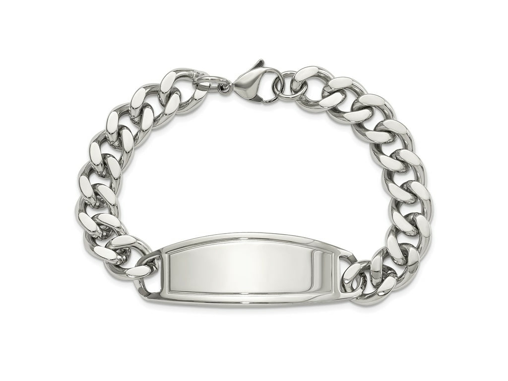 FJC Finejewelers Stainless Steel Curb Polished ID Bracelet 8.5 Inches x 11.15 mm
